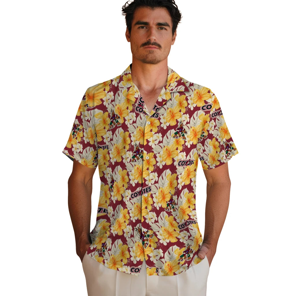 Arizona Coyotes Hawaiian Shirt - Hibiscus Tropics | Hula Hawaiian Shirts