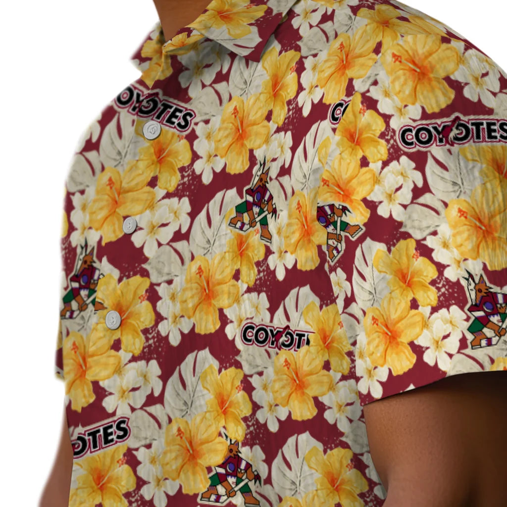 Arizona Coyotes Hawaiian Shirt - Hibiscus Tropics | Hula Hawaiian Shirts