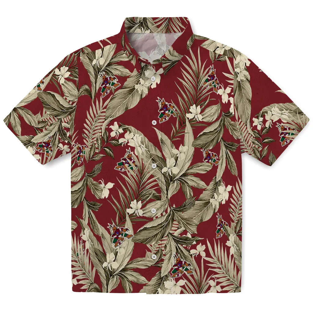 Arizona Coyotes Hawaiian Shirt - Palm Leaves | Hula Hawaiian Shirts