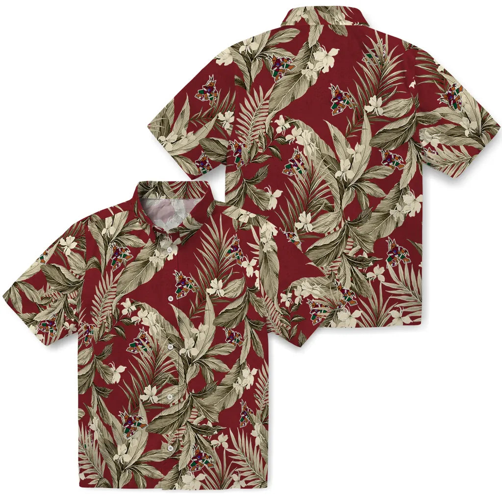 Arizona Coyotes Hawaiian Shirt - Palm Leaves | Hula Hawaiian Shirts