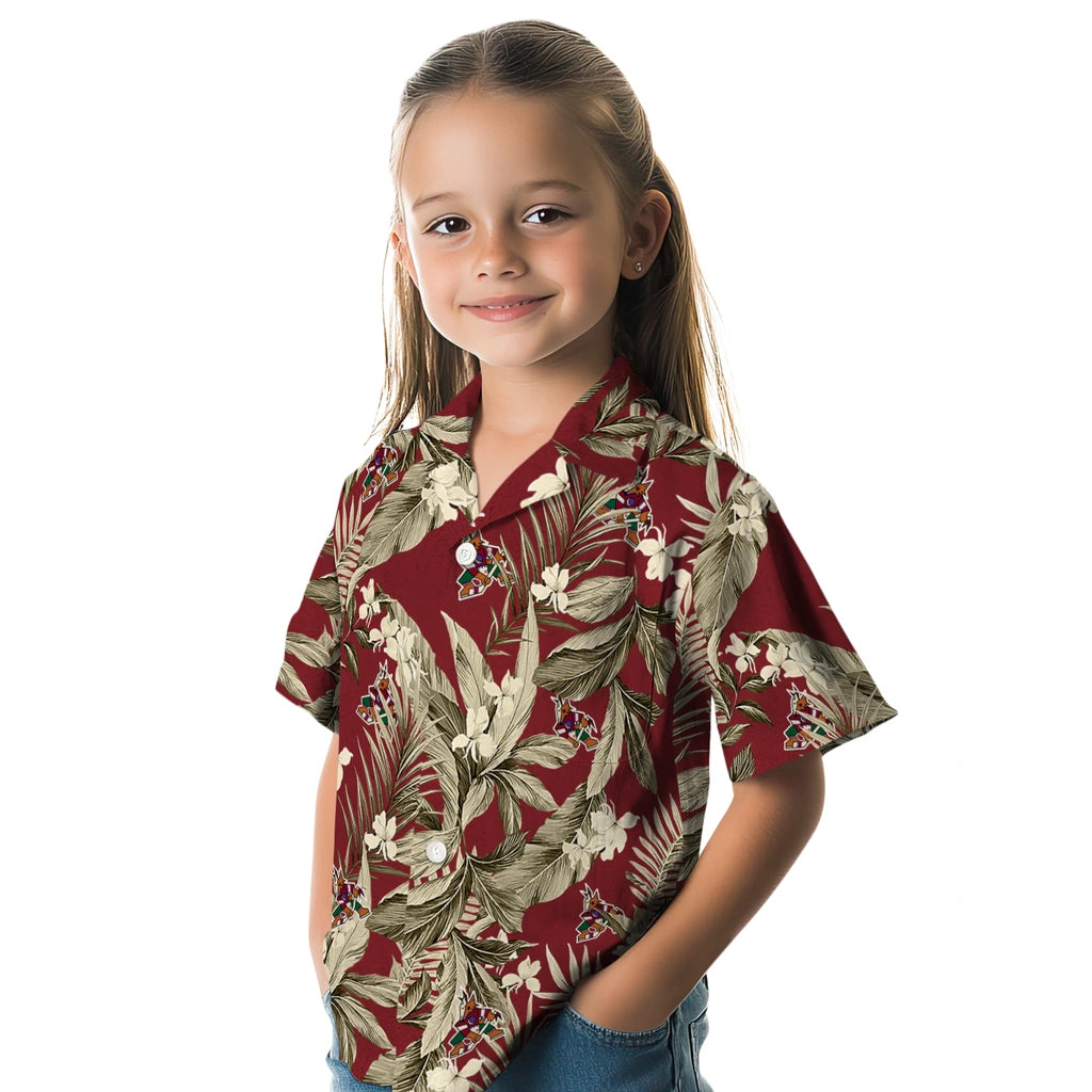 Arizona Coyotes Hawaiian Shirt - Palm Leaves | Hula Hawaiian Shirts