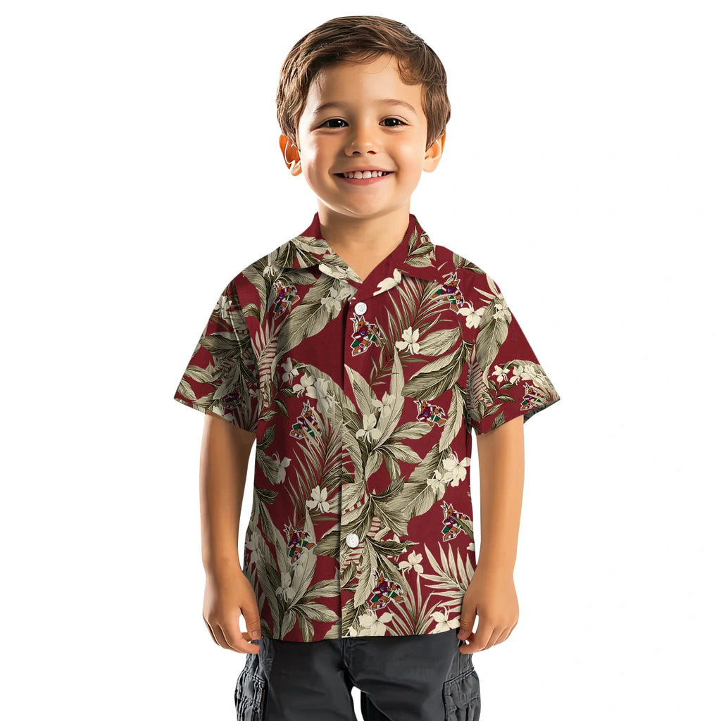 Arizona Coyotes Hawaiian Shirt - Palm Leaves | Hula Hawaiian Shirts