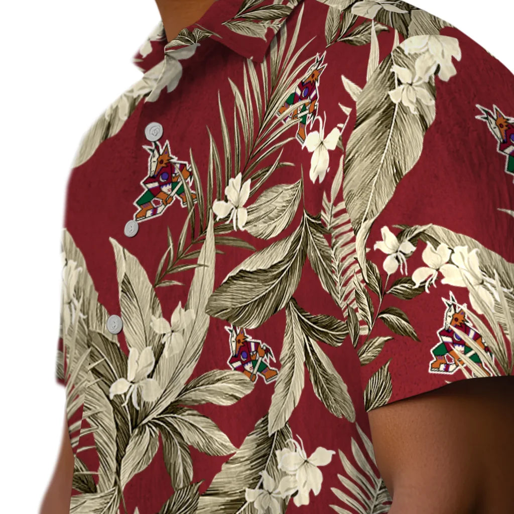 Arizona Coyotes Hawaiian Shirt - Palm Leaves | Hula Hawaiian Shirts