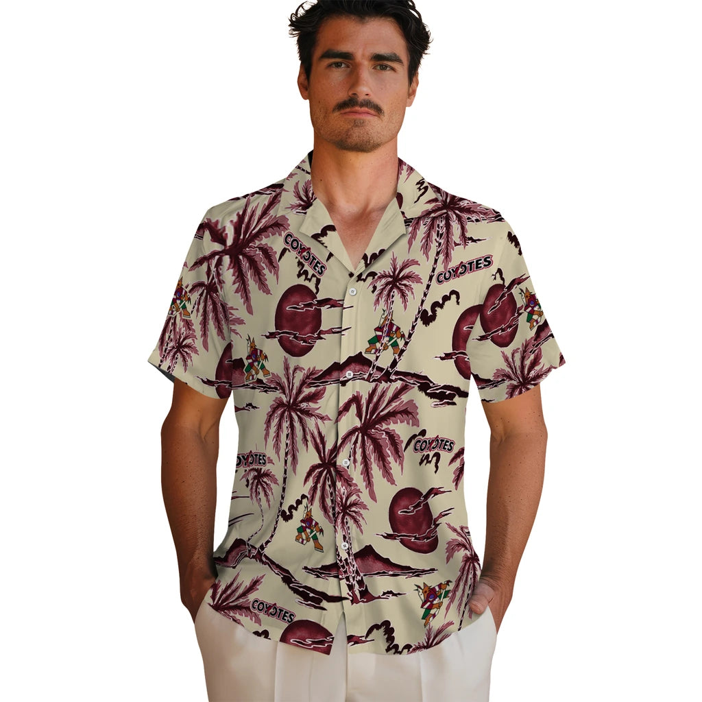 Arizona Coyotes Hawaiian Shirt - Palm Sunset | Hula Hawaiian Shirts