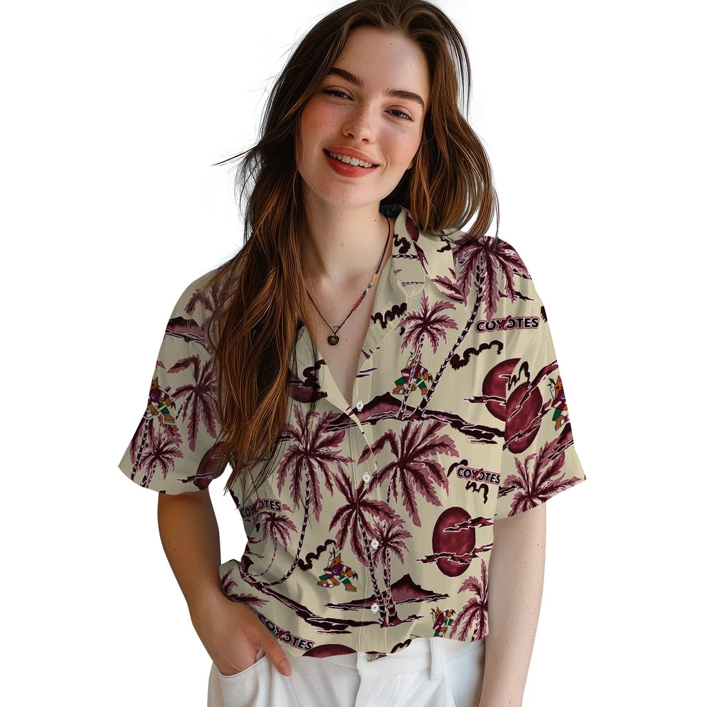 Arizona Coyotes Hawaiian Shirt - Palm Sunset | Hula Hawaiian Shirts