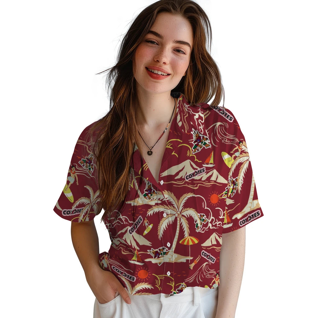 Arizona Coyotes Hawaiian Shirt - Palm Tree Island | Hula Hawaiian Shirts