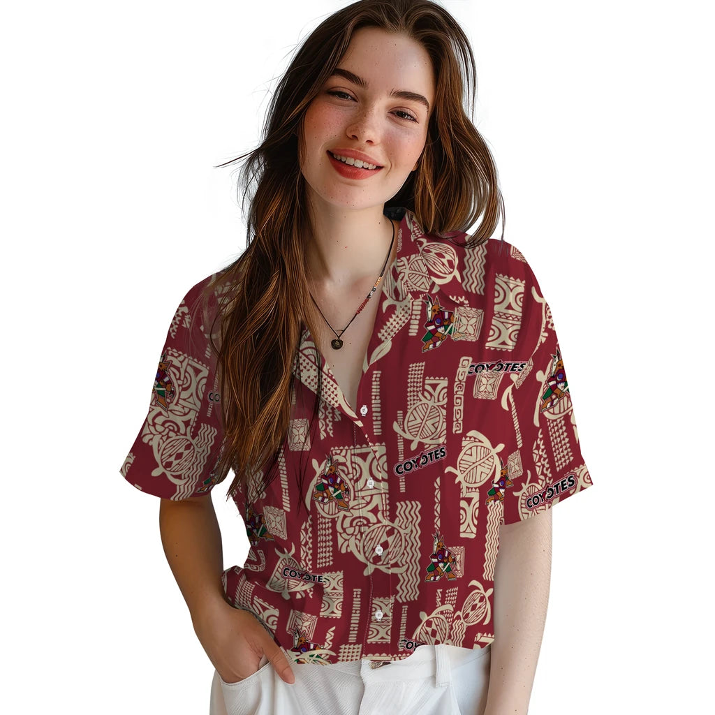 Arizona Coyotes Hawaiian Shirt - Turtle Lines | Hula Hawaiian Shirts