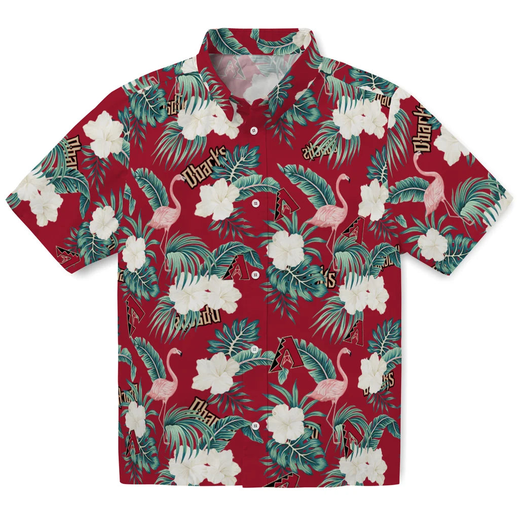 Arizona Diamondbacks Hawaiian Shirt - Flamingo and Hibiscus | Hula Hawaiian Shirts