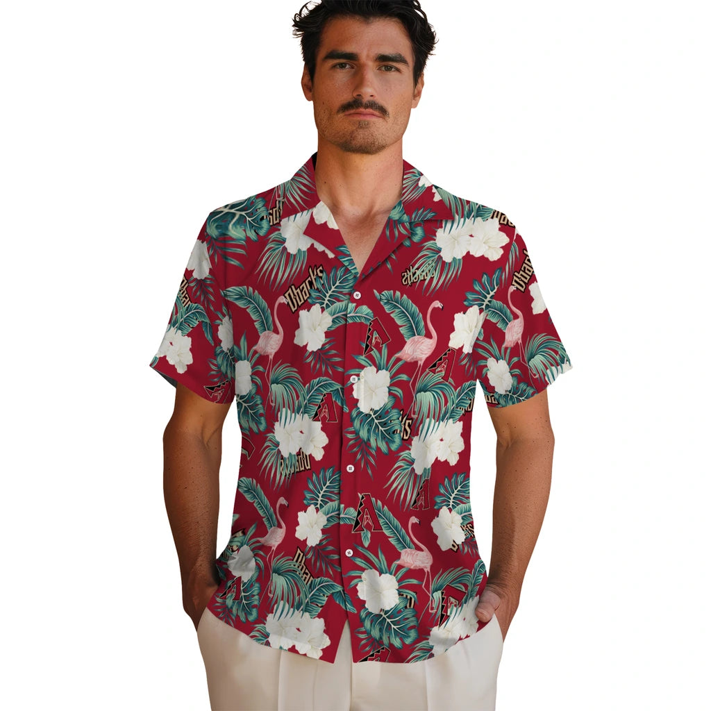 Arizona Diamondbacks Hawaiian Shirt - Flamingo and Hibiscus | Hula Hawaiian Shirts