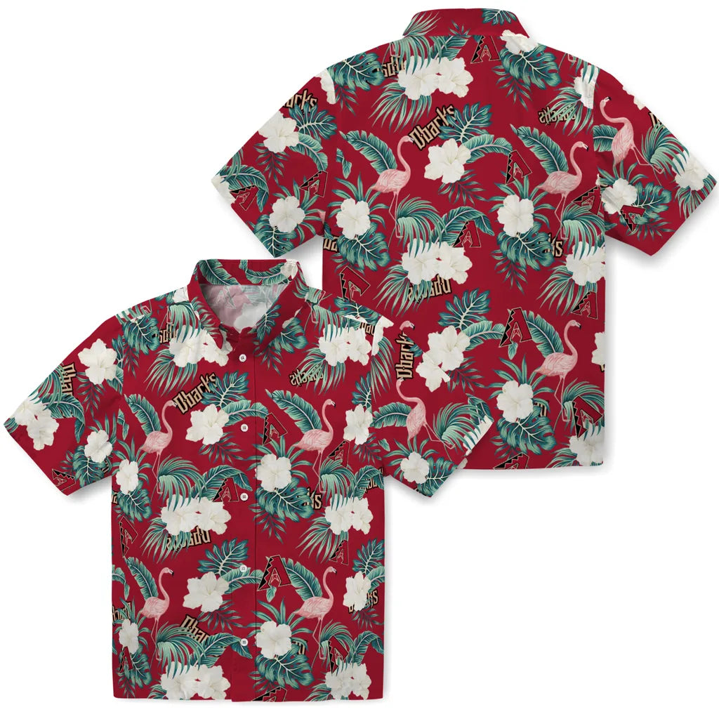 Arizona Diamondbacks Hawaiian Shirt - Flamingo and Hibiscus | Hula Hawaiian Shirts