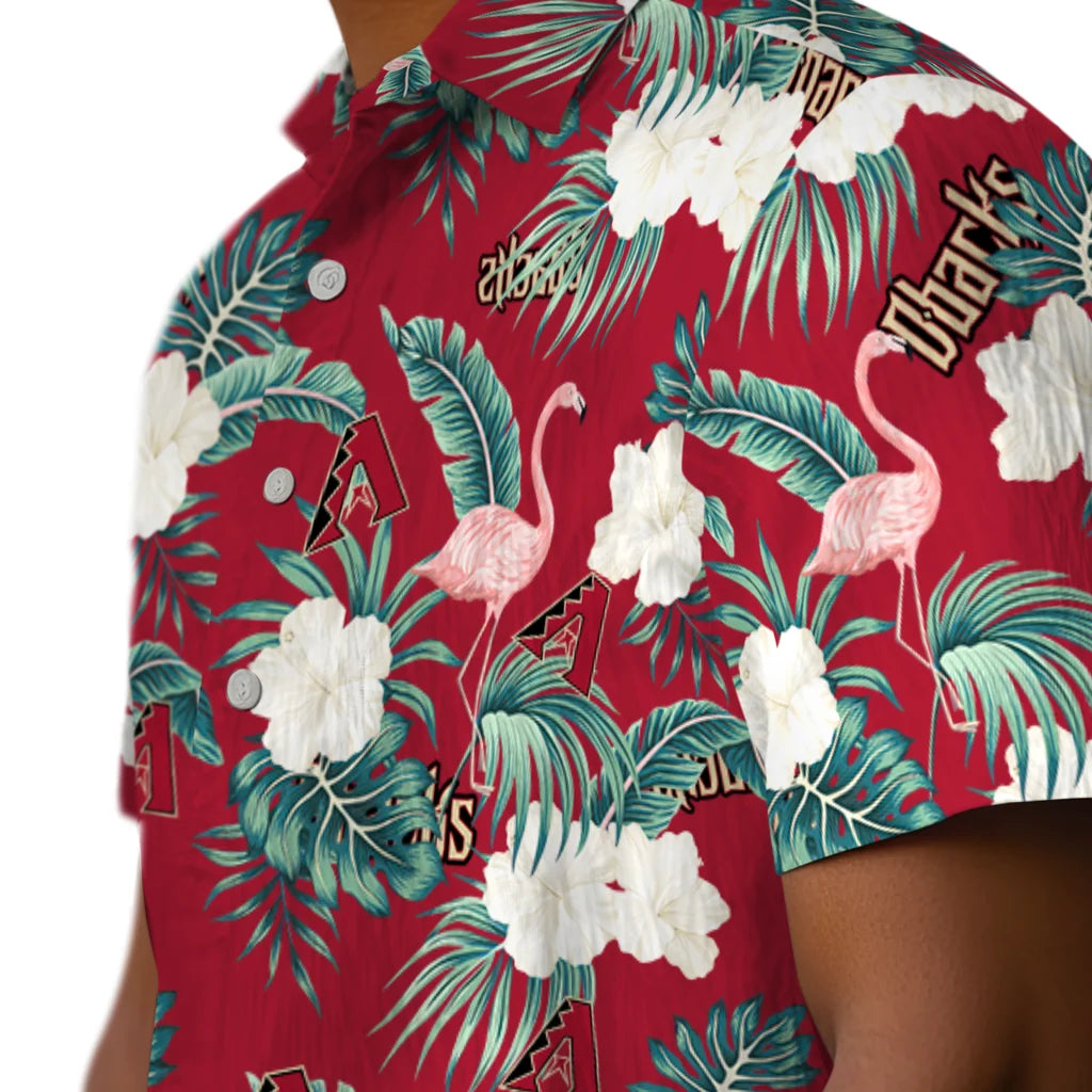 Arizona Diamondbacks Hawaiian Shirt - Flamingo and Hibiscus | Hula Hawaiian Shirts