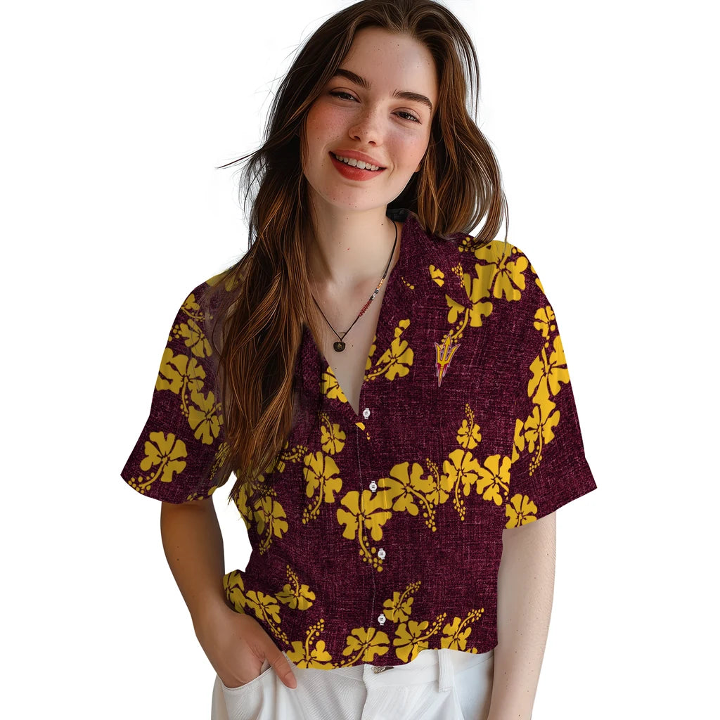 Arizona State Sun Devils Hawaiian Shirt - 50th State Flower | Hula Hawaiian Shirts