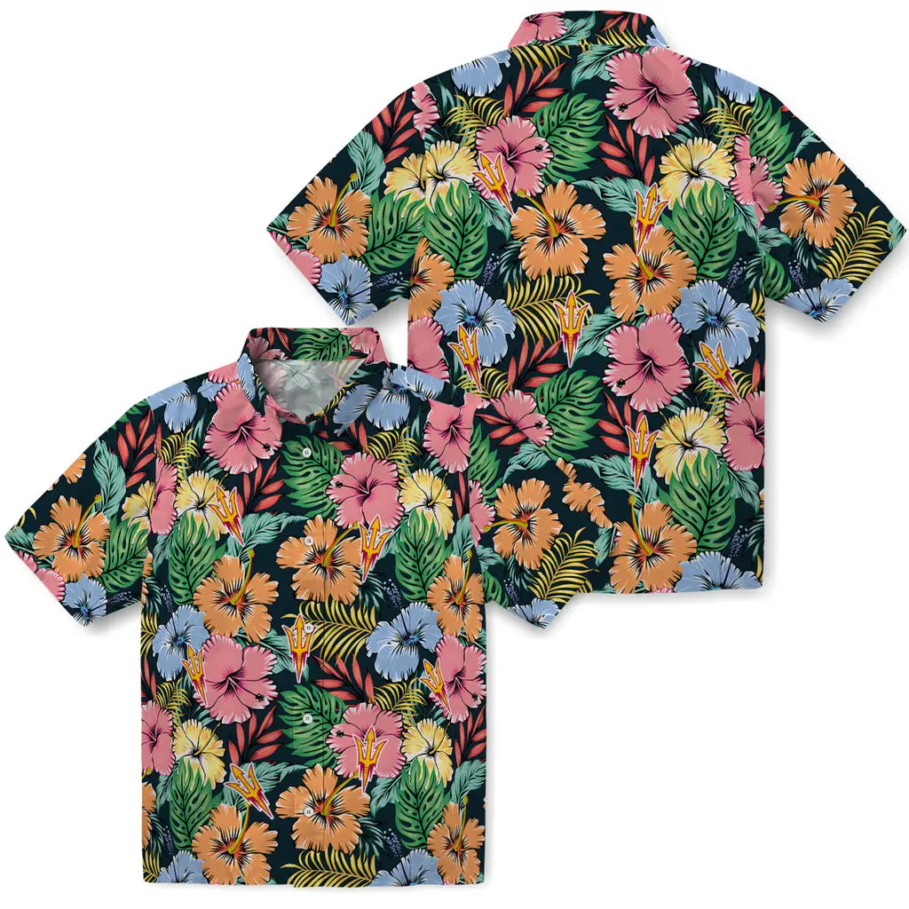 Arizona State Sun Devils Hawaiian Shirt - Brilliant Hibiscus Garden | Hula Hawaiian Shirts