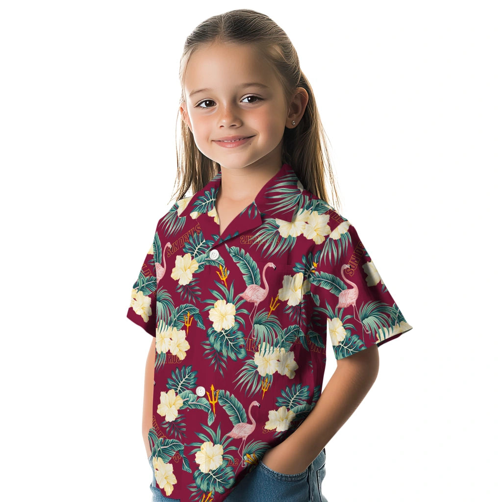 Arizona State Sun Devils Hawaiian Shirt - Flamingo and Hibiscus | Hula Hawaiian Shirts