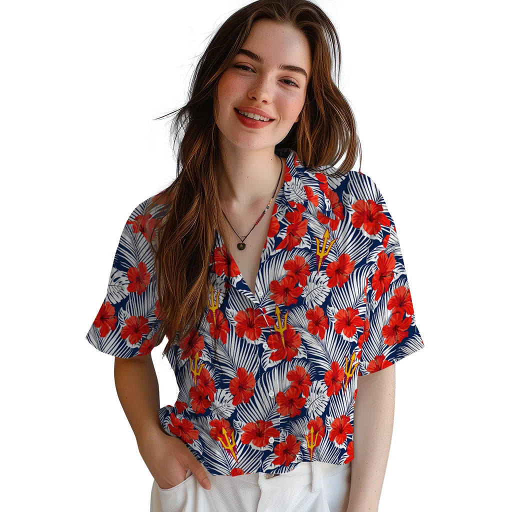 Arizona State Sun Devils Hawaiian Shirt - Hibiscus Fiesta | Hula Hawaiian Shirts