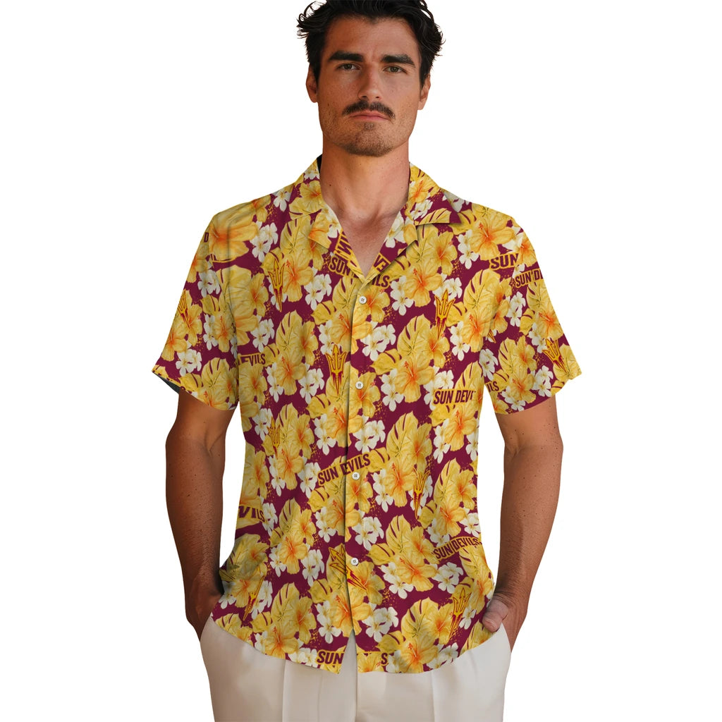 Arizona State Sun Devils Hawaiian Shirt - Hibiscus Tropics | Hula Hawaiian Shirts