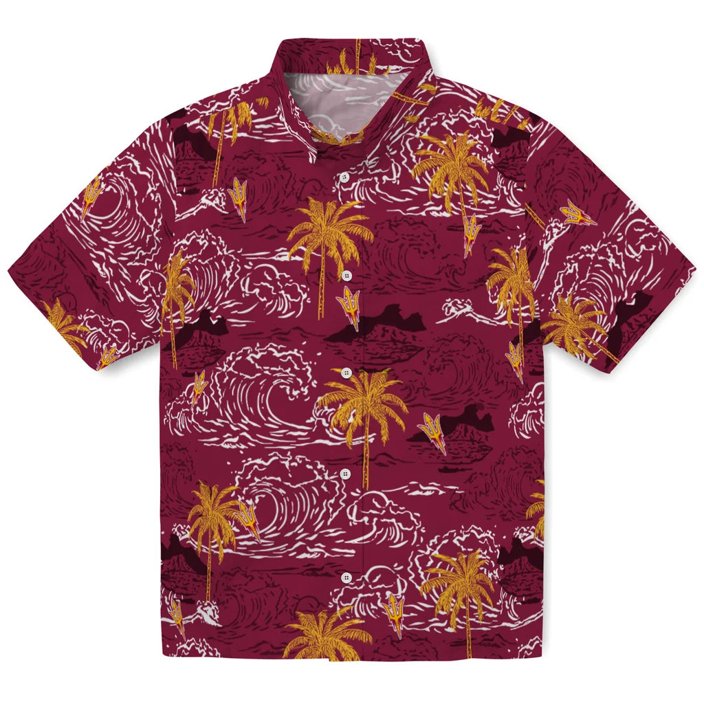 Arizona State Sun Devils Hawaiian Shirt - Wave Palm | Hula Hawaiian Shirts