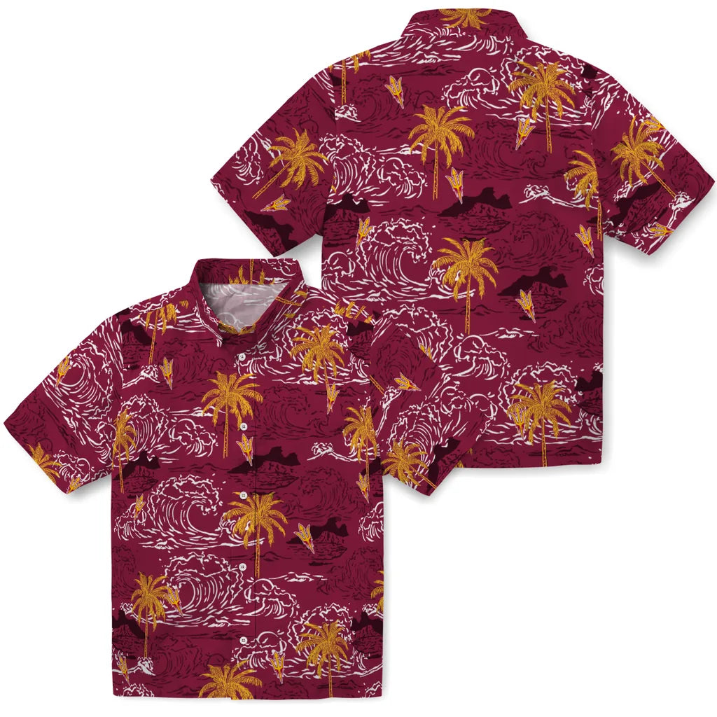 Arizona State Sun Devils Hawaiian Shirt - Wave Palm | Hula Hawaiian Shirts