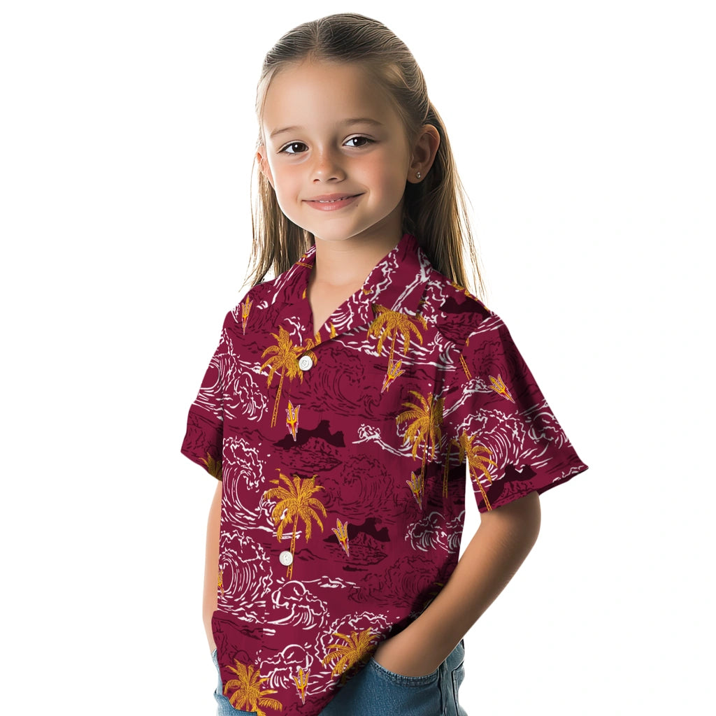 Arizona State Sun Devils Hawaiian Shirt - Wave Palm | Hula Hawaiian Shirts