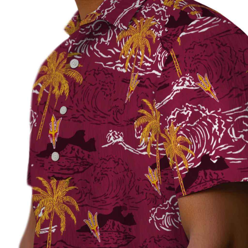 Arizona State Sun Devils Hawaiian Shirt - Wave Palm | Hula Hawaiian Shirts