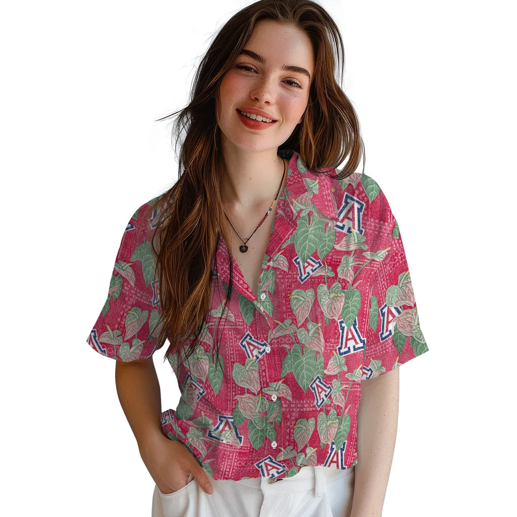 Arizona Wildcats Hawaiian Shirt - Anthurium Overlay | Hula Hawaiian Shirts
