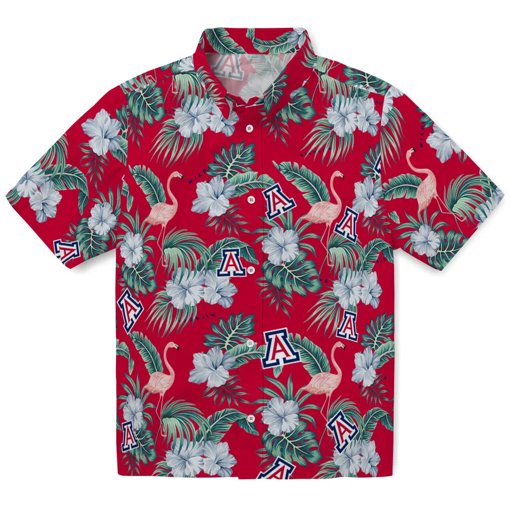 Arizona Wildcats Hawaiian Shirt - Flamingo and Hibiscus | Hula Hawaiian Shirts
