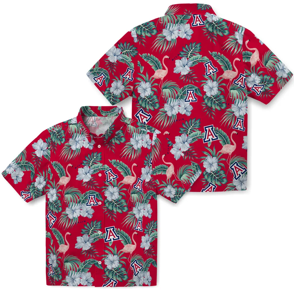 Arizona Wildcats Hawaiian Shirt - Flamingo and Hibiscus | Hula Hawaiian Shirts