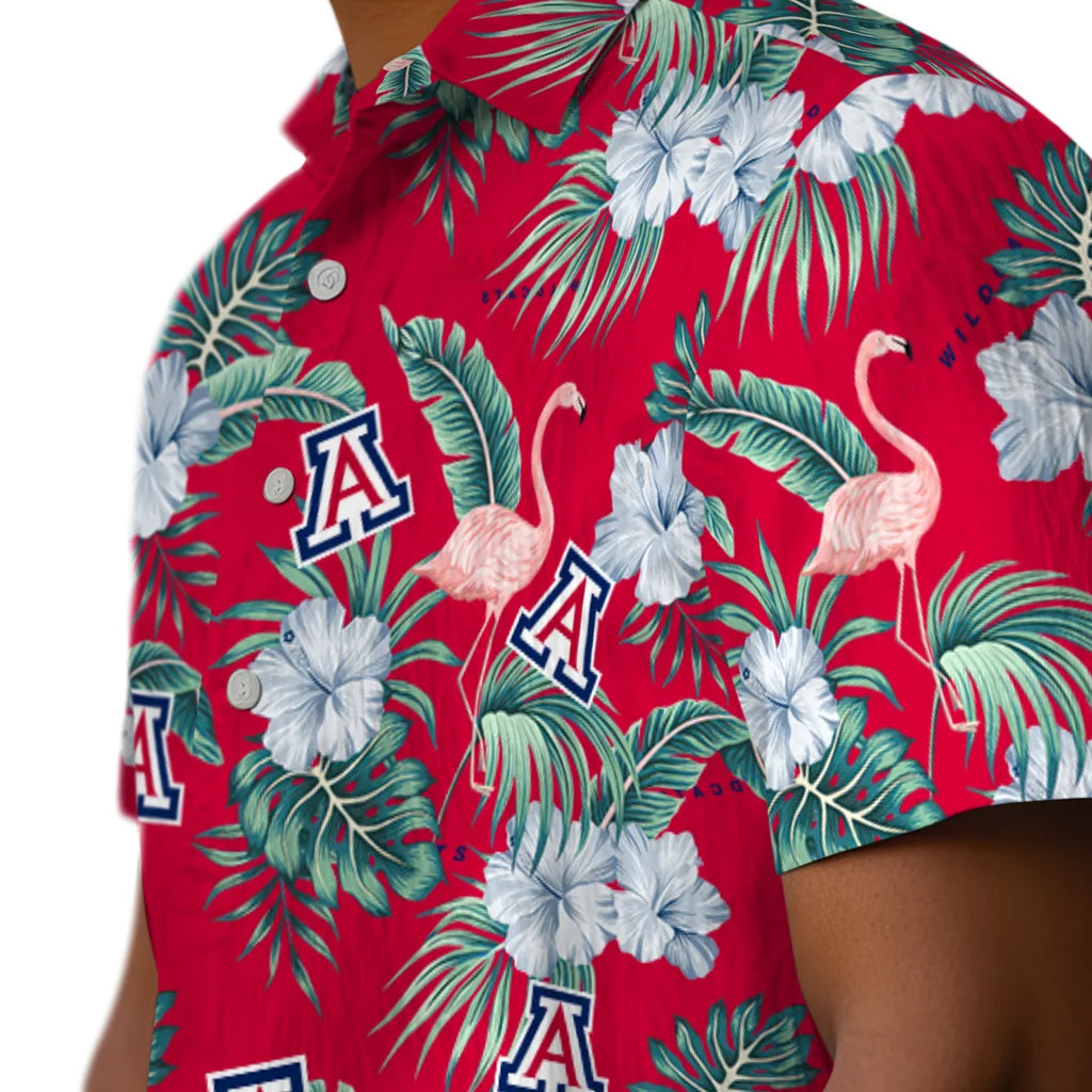 Arizona Wildcats Hawaiian Shirt - Flamingo and Hibiscus | Hula Hawaiian Shirts