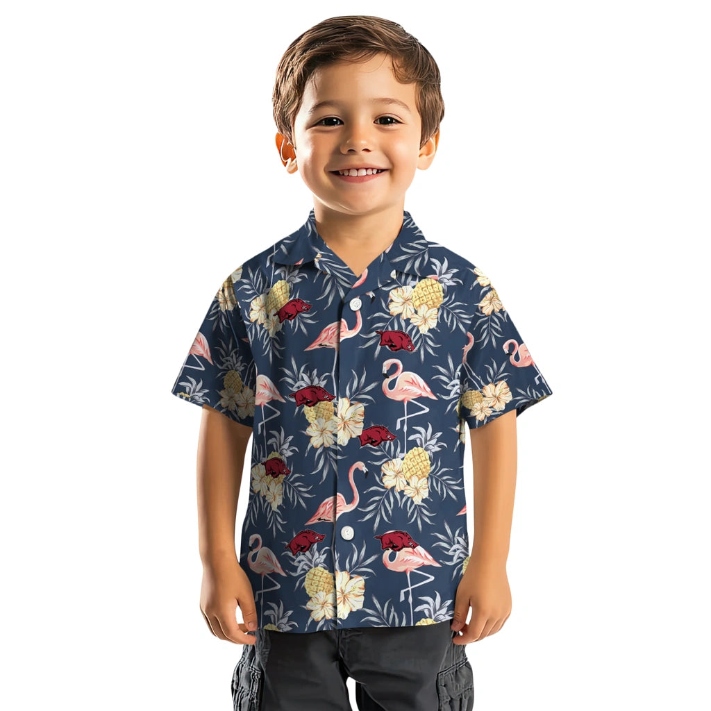 Arkansas Razorbacks Hawaiian Shirt - Flamingo Hibiscus | Hula Hawaiian Shirts