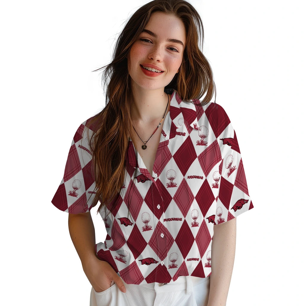 Arkansas Razorbacks Hawaiian Shirt - Golfing Plaid | Hula Hawaiian Shirts
