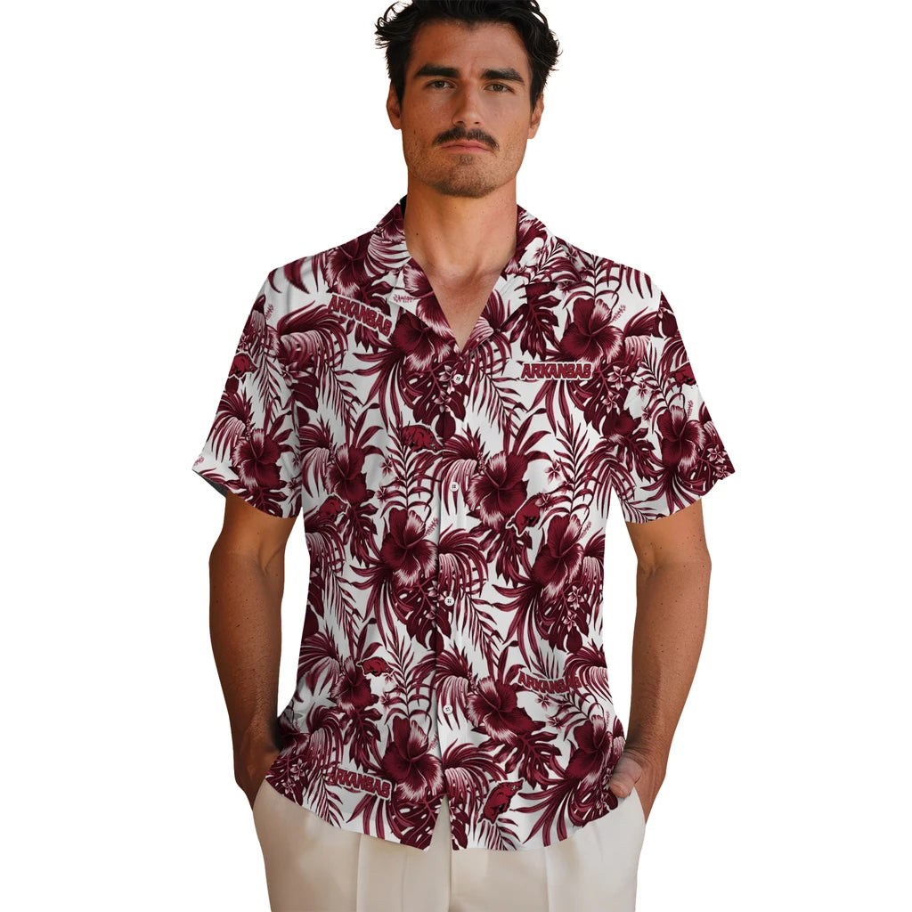 Arkansas Razorbacks Hawaiian Shirt - Hibiscus Exotic | Hula Hawaiian Shirts