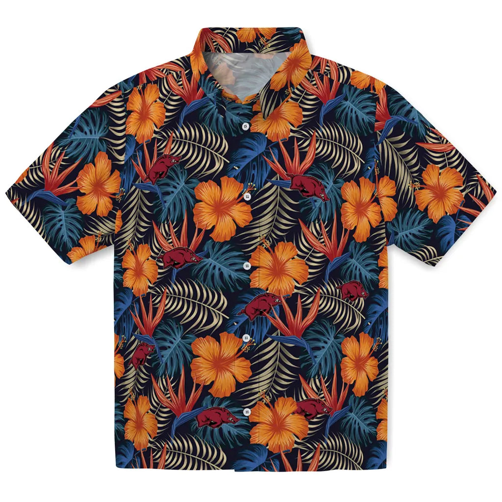 Arkansas Razorbacks Hawaiian Shirt - Hibiscus Foliage | Hula Hawaiian Shirts