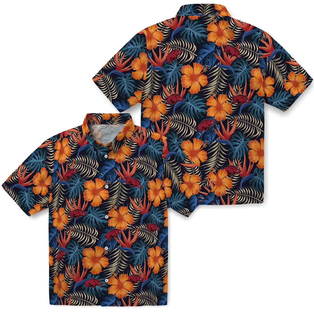 Arkansas Razorbacks Hawaiian Shirt - Hibiscus Foliage | Hula Hawaiian Shirts