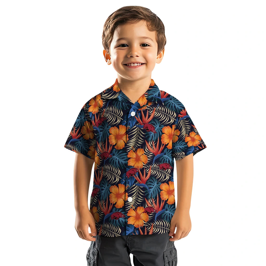 Arkansas Razorbacks Hawaiian Shirt - Hibiscus Foliage | Hula Hawaiian Shirts