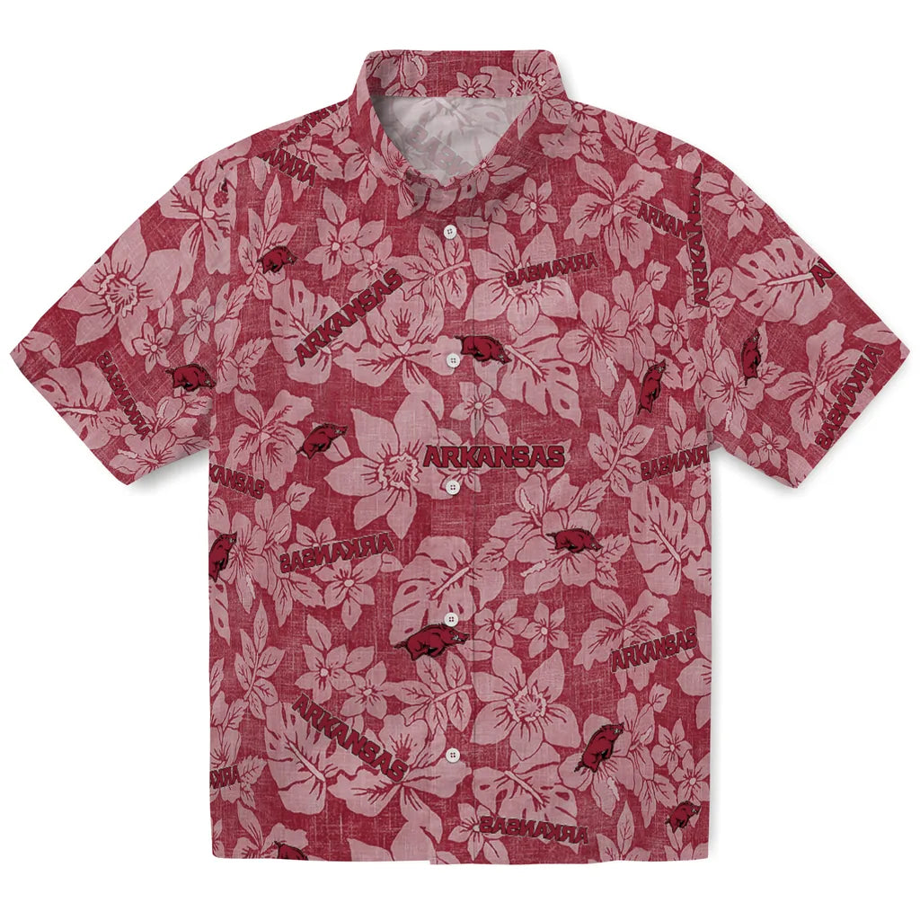 Arkansas Razorbacks Hawaiian Shirt - Hibiscus Oasis | Hula Hawaiian Shirts