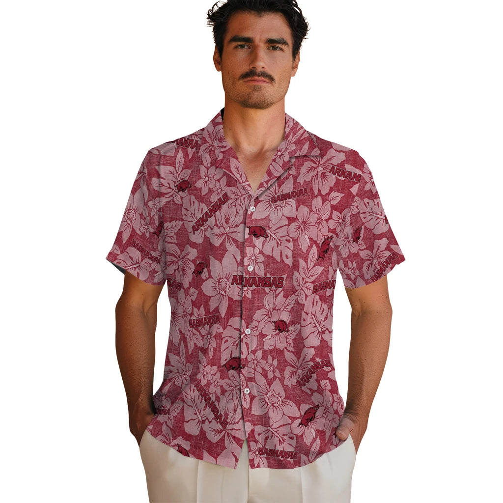 Arkansas Razorbacks Hawaiian Shirt - Hibiscus Oasis | Hula Hawaiian Shirts