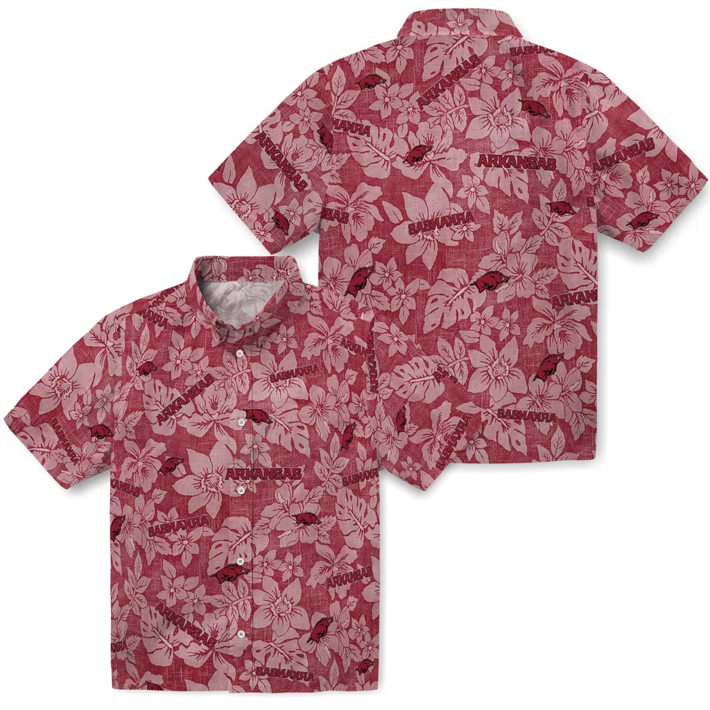 Arkansas Razorbacks Hawaiian Shirt - Hibiscus Oasis | Hula Hawaiian Shirts