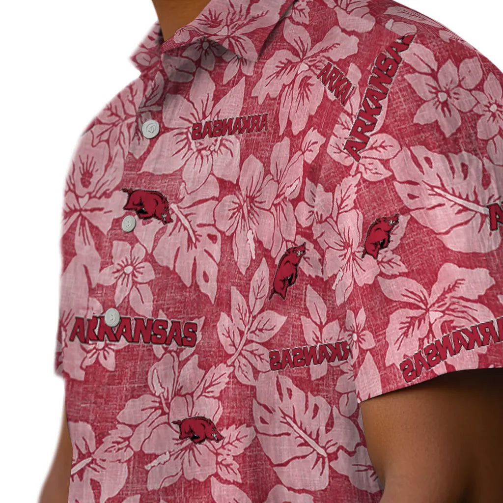 Arkansas Razorbacks Hawaiian Shirt - Hibiscus Oasis | Hula Hawaiian Shirts