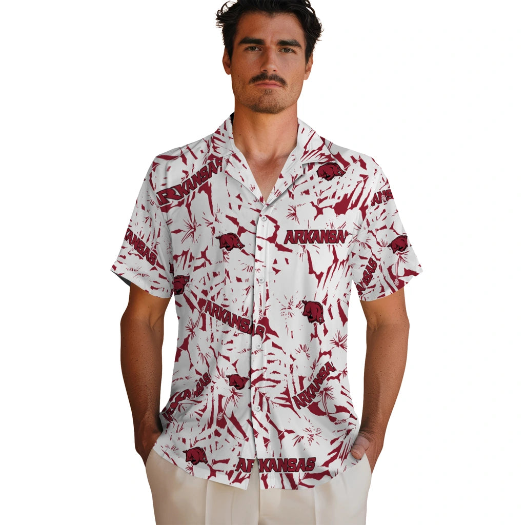 Arkansas Razorbacks Hawaiian Shirt - Hibiscus Overlay | Hula Hawaiian Shirts