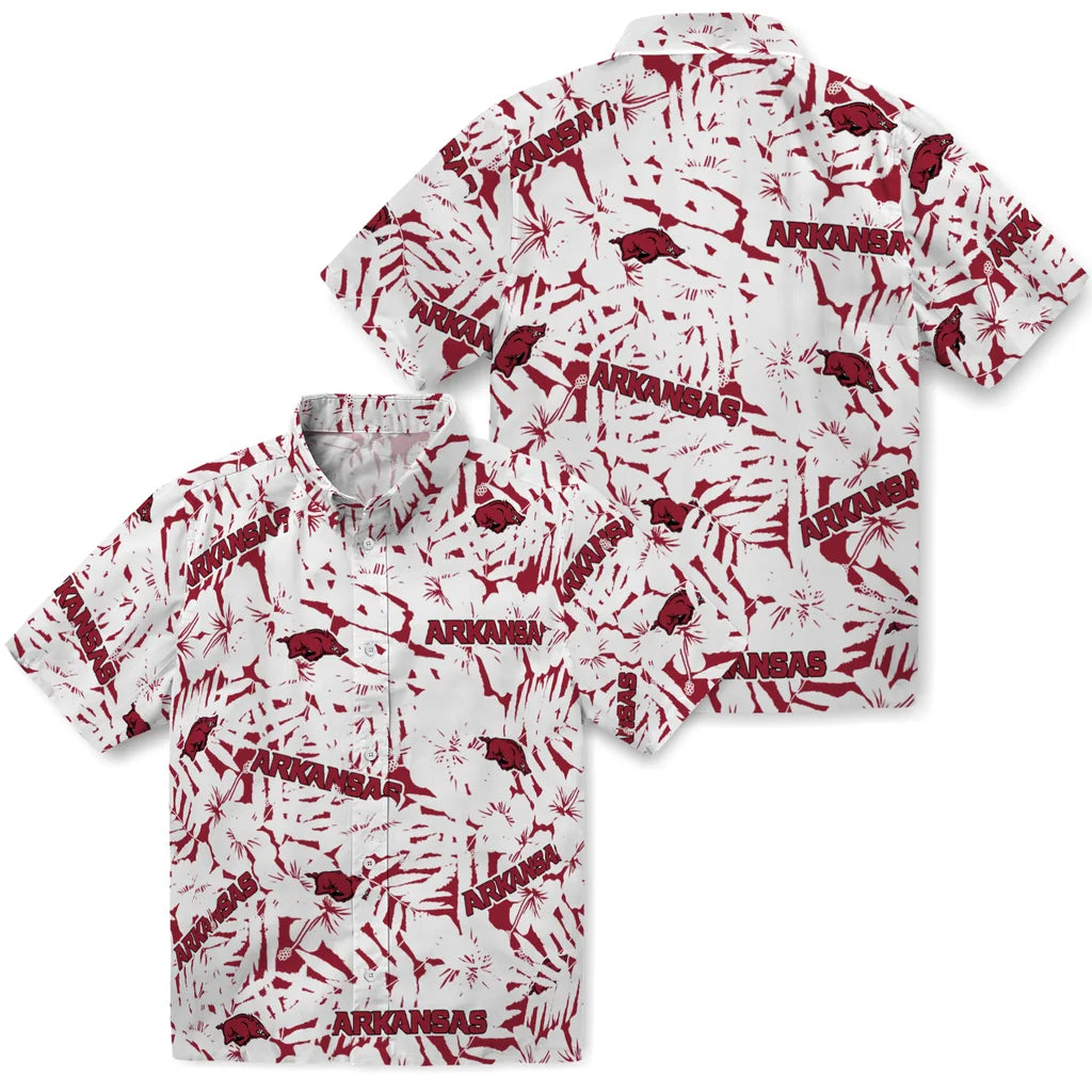 Arkansas Razorbacks Hawaiian Shirt - Hibiscus Overlay | Hula Hawaiian Shirts