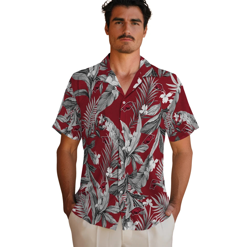 Arkansas Razorbacks Hawaiian Shirt - Palm Leaves | Hula Hawaiian Shirts