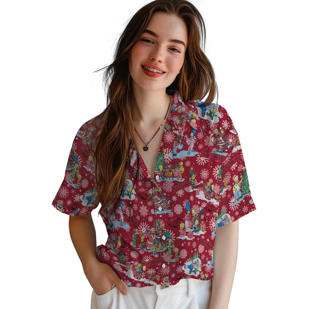 Arkansas Razorbacks Hawaiian Shirt - Simpsons Christmas | Hula Hawaiian Shirts