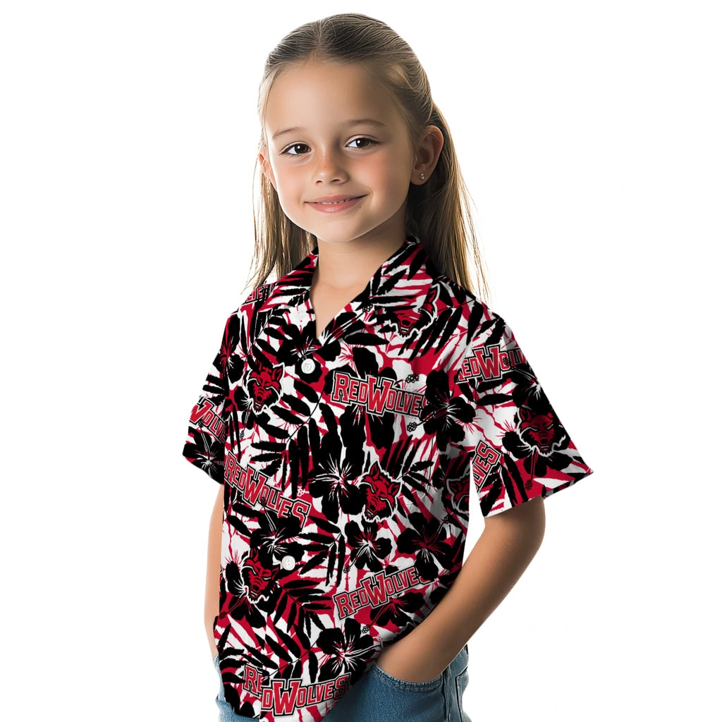 Arkansas State Red Wolves Hawaiian Shirt - Hibiscus Overlay | Hula Hawaiian Shirts