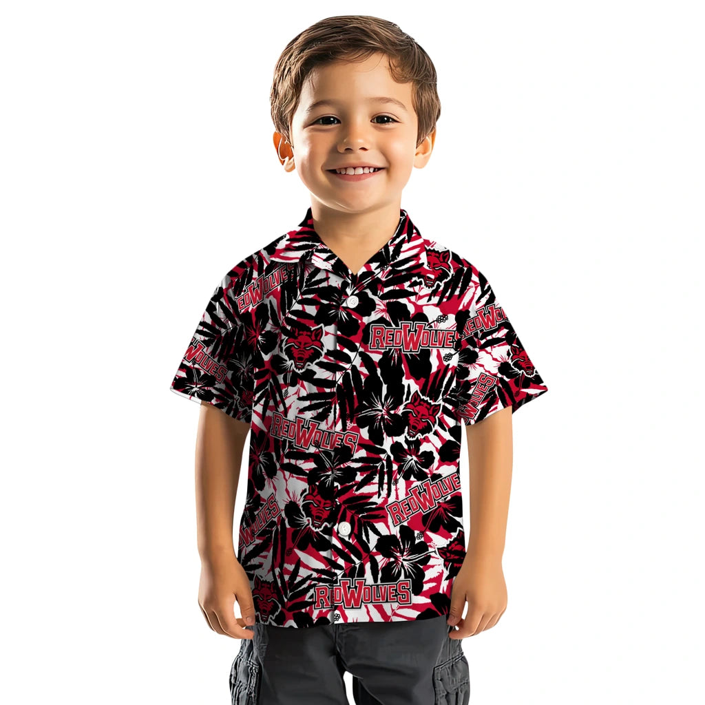 Arkansas State Red Wolves Hawaiian Shirt - Hibiscus Overlay | Hula Hawaiian Shirts