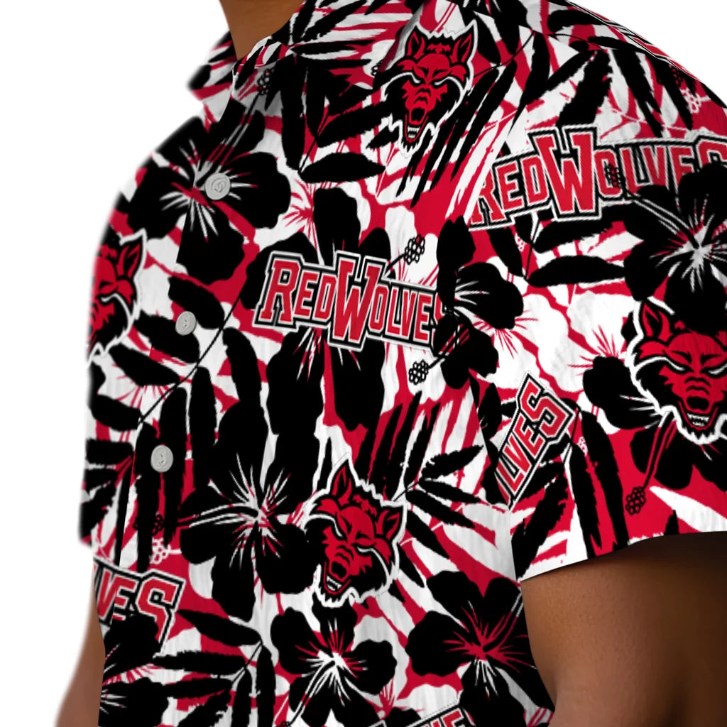Arkansas State Red Wolves Hawaiian Shirt - Hibiscus Overlay | Hula Hawaiian Shirts