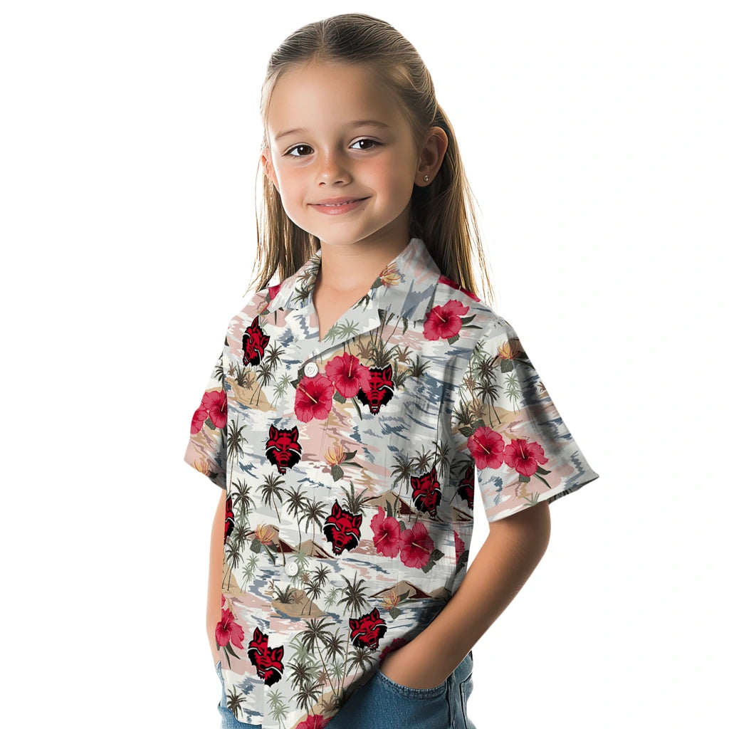 Arkansas State Red Wolves Hawaiian Shirt - Hibiscus Seaside | Hula Hawaiian Shirts