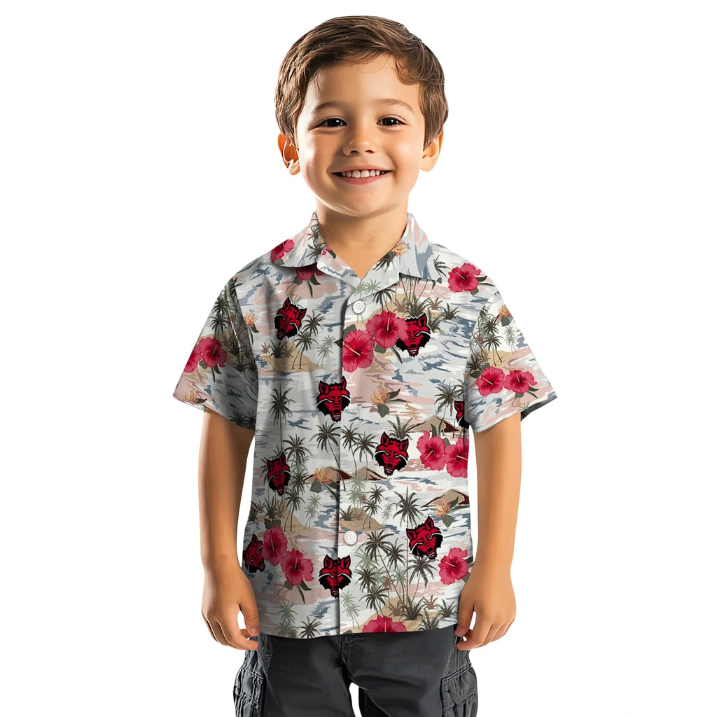 Arkansas State Red Wolves Hawaiian Shirt - Hibiscus Seaside | Hula Hawaiian Shirts
