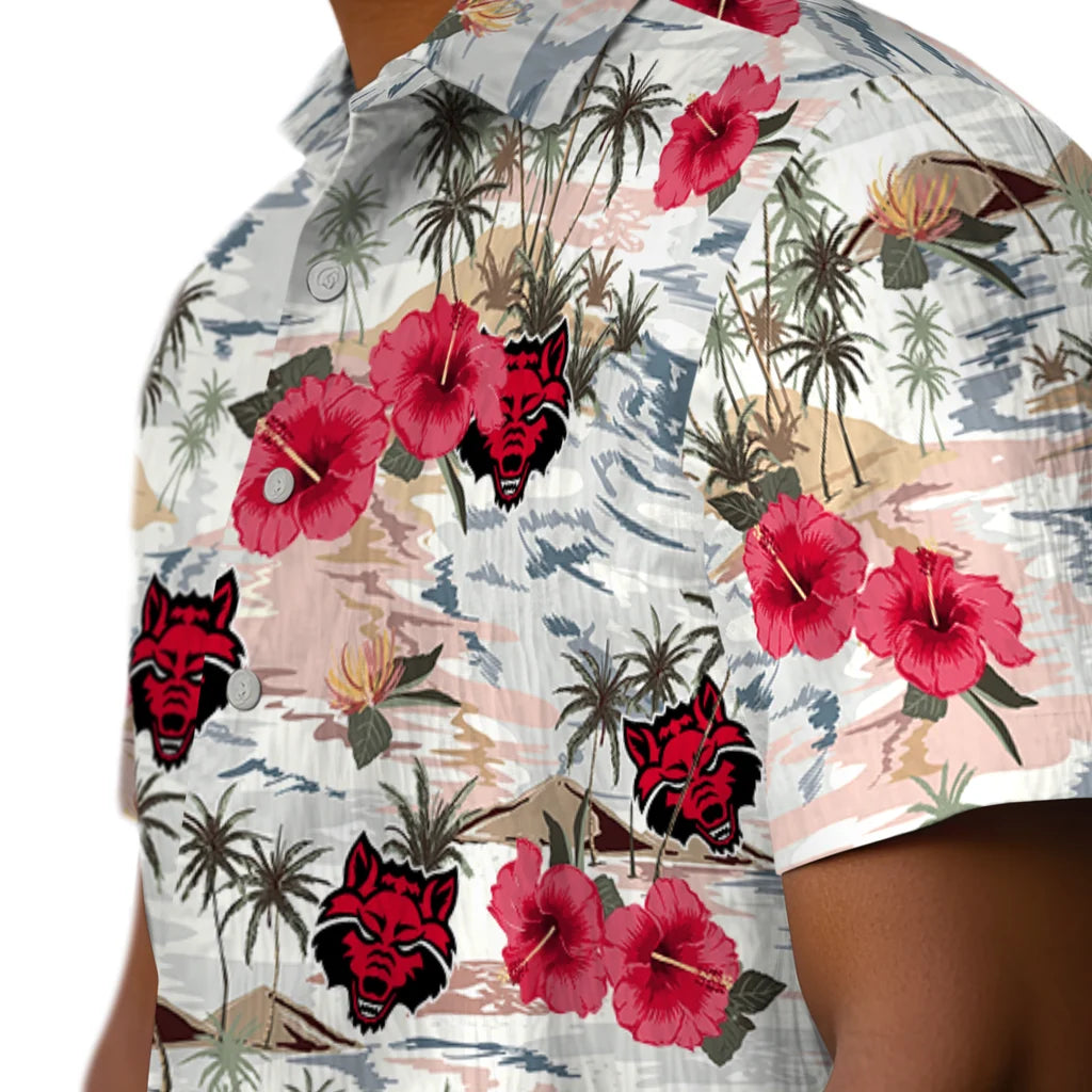 Arkansas State Red Wolves Hawaiian Shirt - Hibiscus Seaside | Hula Hawaiian Shirts