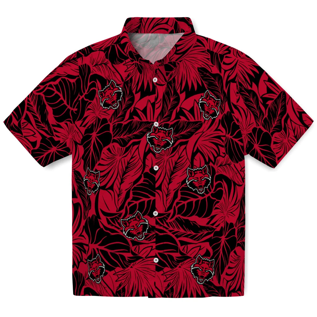 Arkansas State Red Wolves Hawaiian Shirt - Monstera Layer | Hula Hawaiian Shirts
