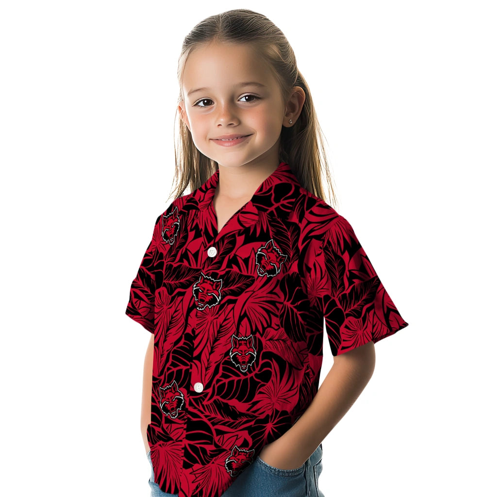 Arkansas State Red Wolves Hawaiian Shirt - Monstera Layer | Hula Hawaiian Shirts